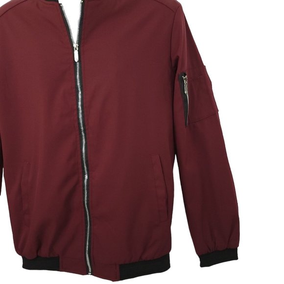 Sandbank Front Zip Lined Golf Windbreaker Mens Size M Maroon Black Lightweight - Picture 7 of 12